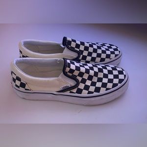 Vans black & white checkered slip ons